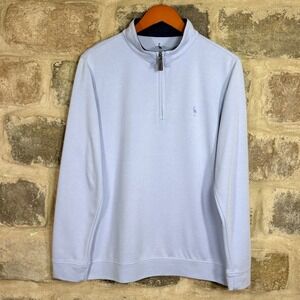 Tailorbyrd Men's Light Blue Quarter Zip Pullover Flamingo Logo Modal Blend Large